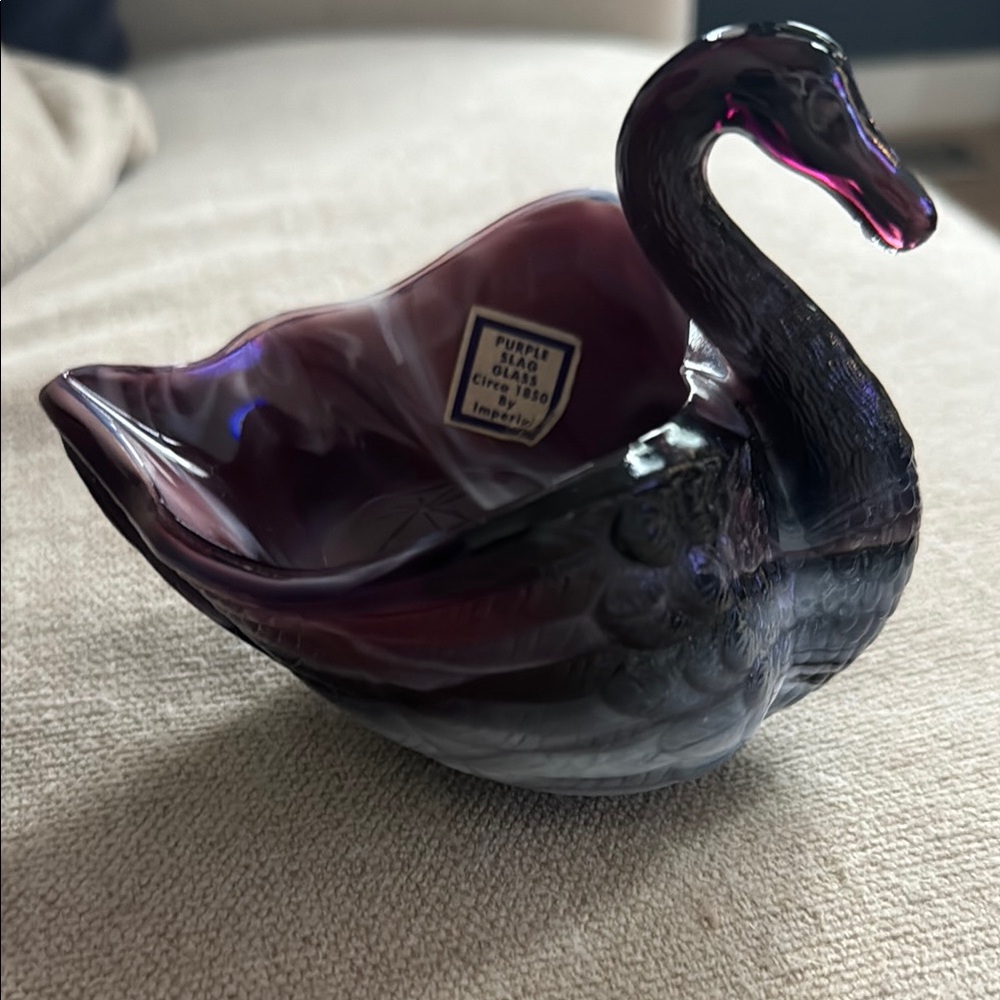 Purple Glass Swan Accent Decor
